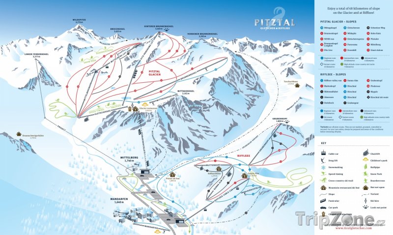 Fotka, Foto Mapa lyžařského střediska Pitztaler Gletscher