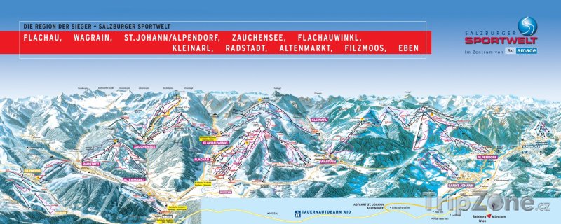 Fotka, Foto Mapa lyžařského střediska Salzburger Sportwelt