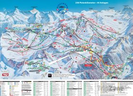 Mapa lyžařského střediska Samnaun
