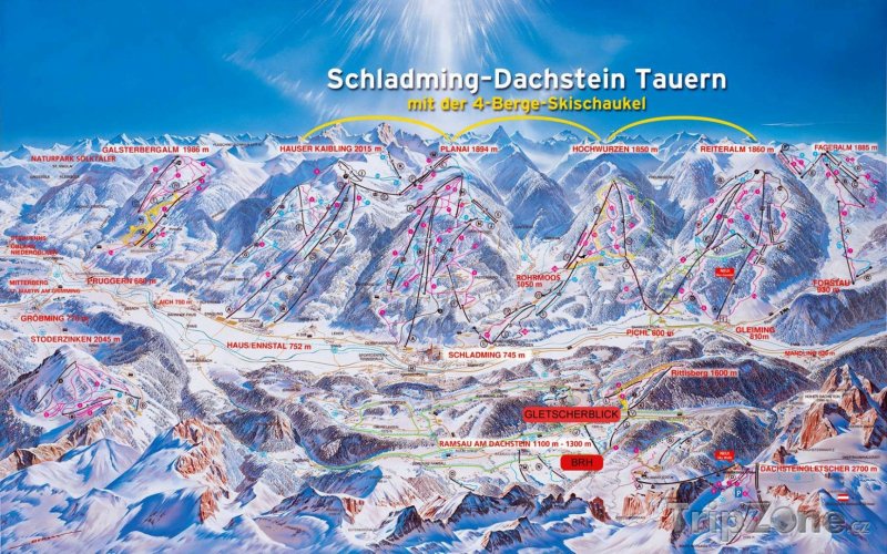 Fotka, Foto Mapa lyžařského střediska Schladming