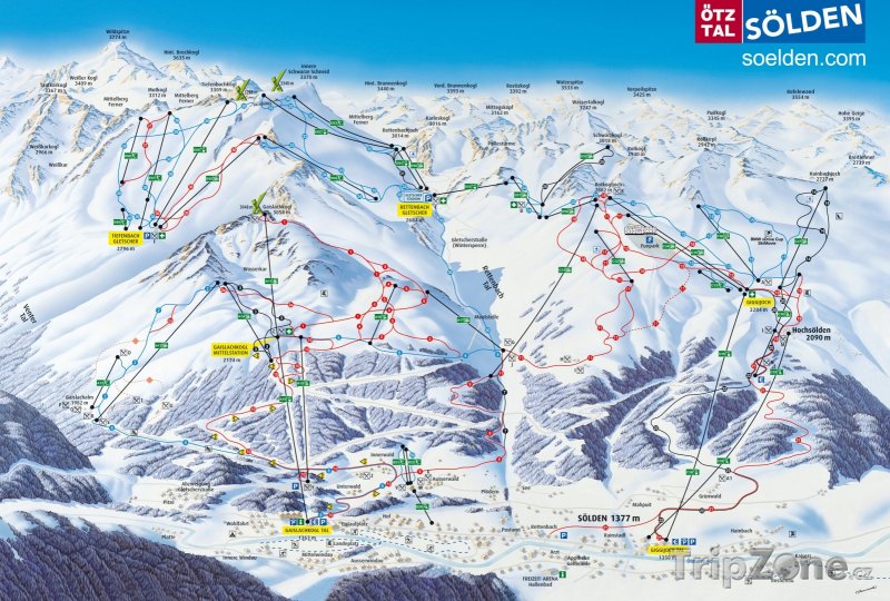 Fotka, Foto Mapa lyžařského střediska Sölden