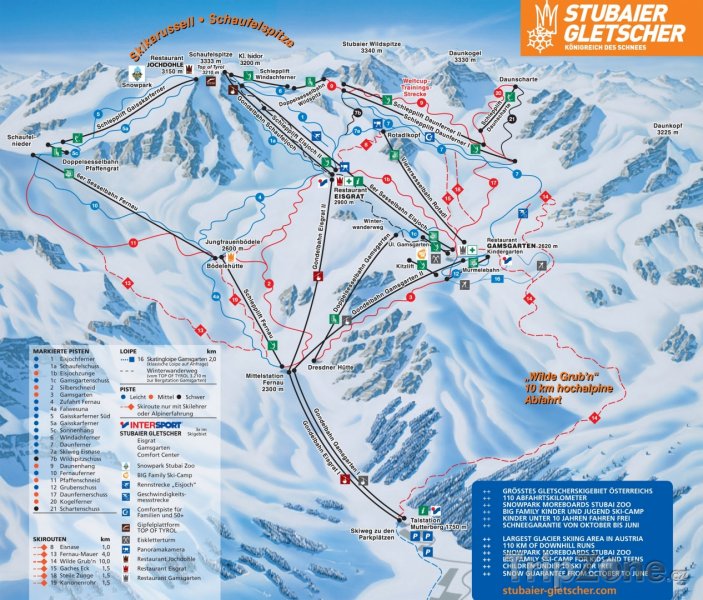 Fotka, Foto Mapa lyžařského střediska Stubaier Gletscher