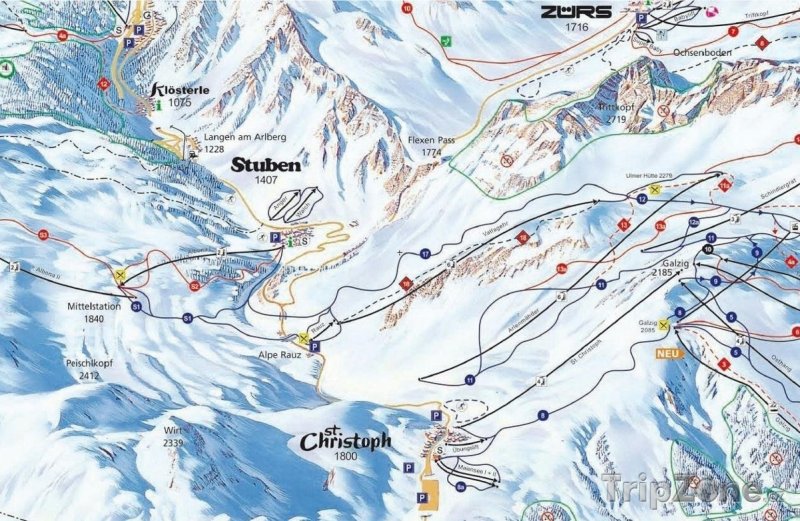 Fotka, Foto Mapa lyžařského střediska Stuben