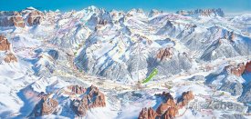 Mapa lyžařského střediska Val di Fassa