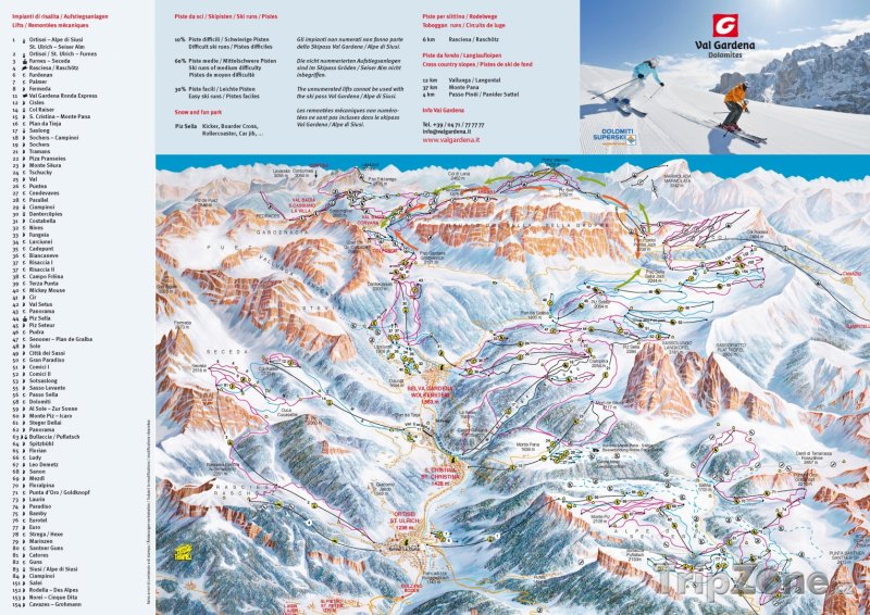 Fotka, Foto Mapa lyžařského střediska Val Gardena - Sella Rodna