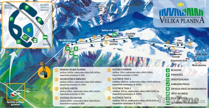 Fotka, Foto Mapa lyžařského střediska Velka Planina