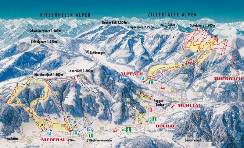 Fotka, Foto Mapa lyžařského střediska Wildschönau