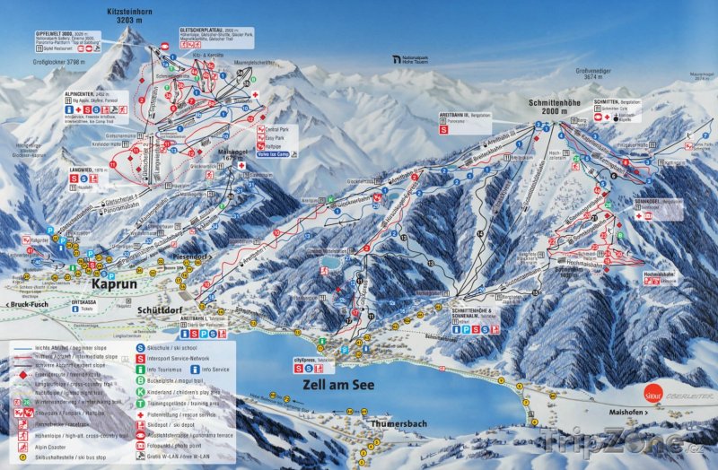 Fotka, Foto Mapa lyžařského střediska Zell am See-Kaprun
