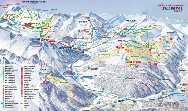 Fotka, Foto Mapa lyžařského střediska Zillertal 3000