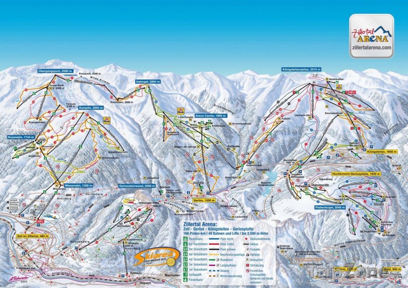 Fotka, Foto Mapa lyžařského střediska Zillertal Arena