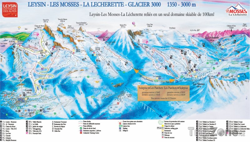 Fotka, Foto Mapa lyžsřkého střediska Leysin - Les Mosses - La Lécherette