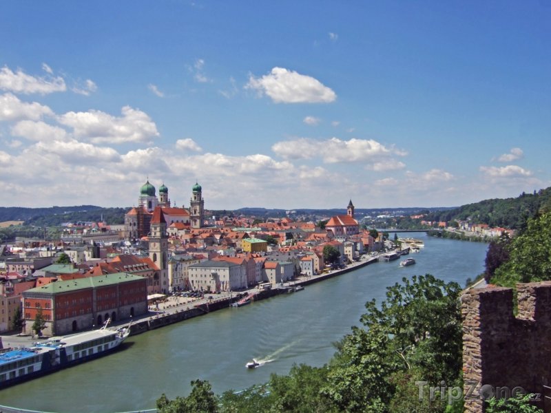 Fotka, Foto Passau, řeka Dunaj a historické centrum města (Německo)